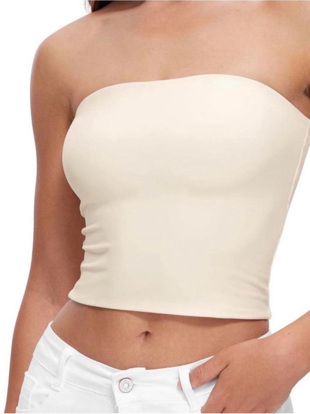 CRZ Yoga off white double lined tube top